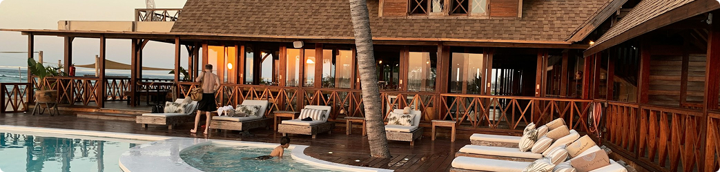 Luxury hotel interior with pool